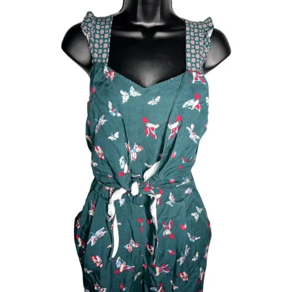 Matilda Jane Evergreen Dream NWOT Butterfly Hummingbird Print Romper Sz XS - Picture 4 of 8